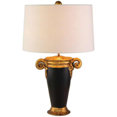 Elstead Gallier Lampe de table avec abat-jour rond, noir et doré