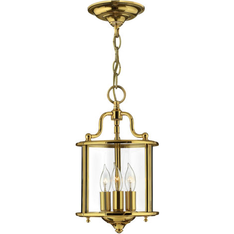 Elstead Gentry - Lanterna da soffitto a 3 luci piccola in ottone lucido, attacco E14