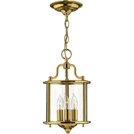 Elstead Gentry - Lanterna da soffitto a 3 luci piccola in ottone lucido, attacco E14