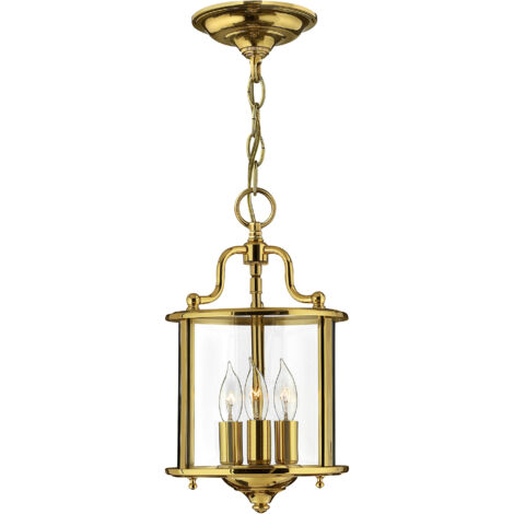 Elstead Gentry - Petite lanterne de plafond à 3 ampoules en laiton poli, E14