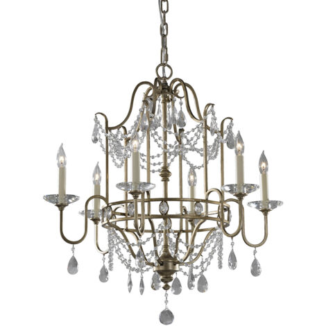 Elstead Gianna - Lampadario a 6 luci finitura argento, attacco E14