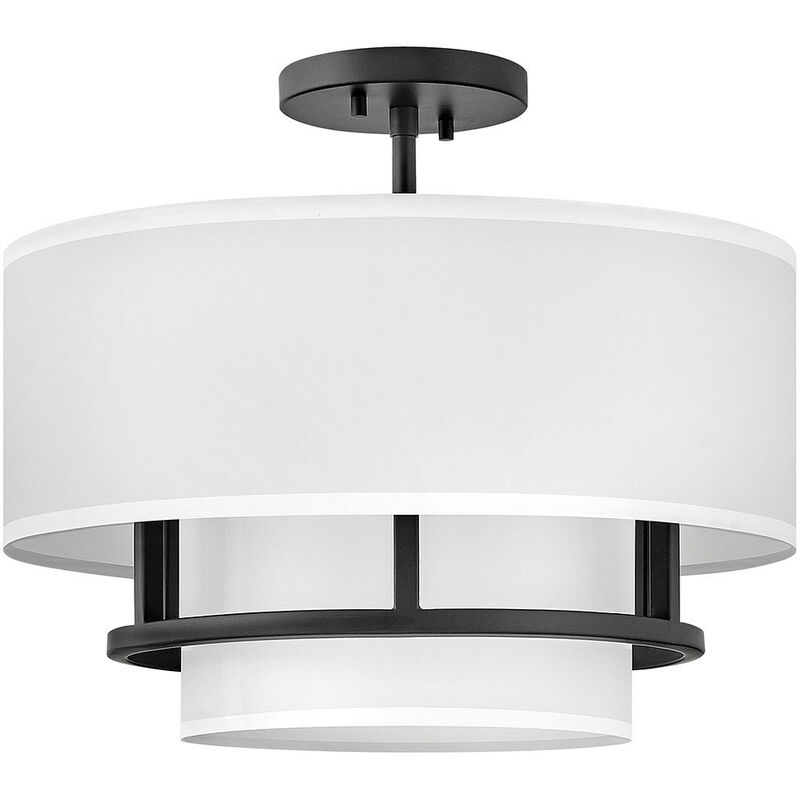 Graham 3 Light Cylindrical Ceiling Light, Black - Elstead