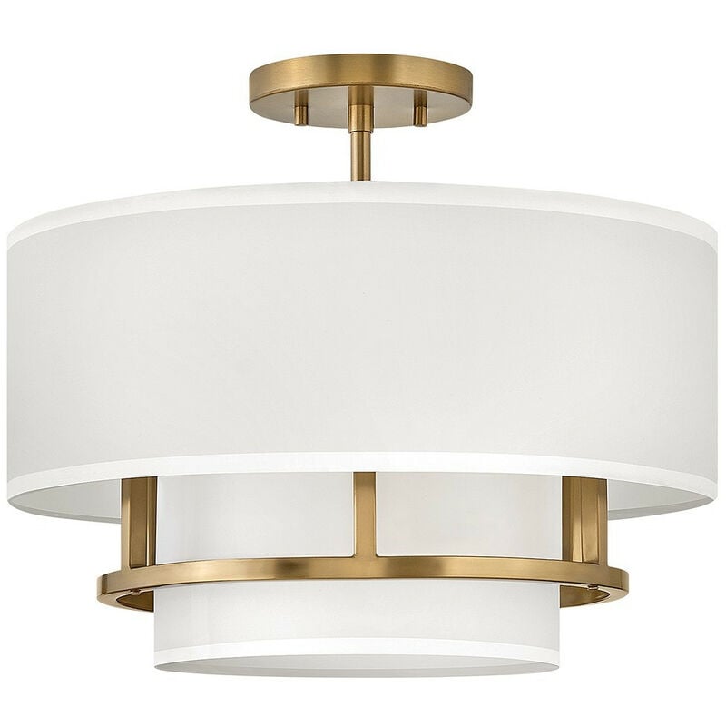 Elstead - Graham 3 Light Cylindrical Ceiling Light, Lacquered Brass