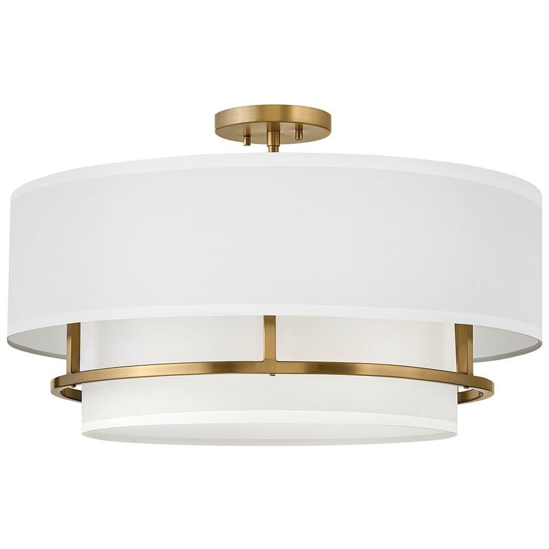 Elstead - Graham 4 Light Cylindrical Ceiling Light, Lacquered Brass