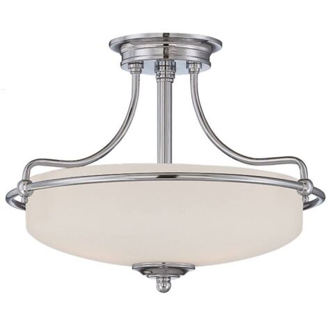 Elstead Griffin - 3 Licht Semi Flush Deckenleuchte Antik Nickel, E27