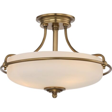 Elstead Griffin - 3 Licht Semi-Flush Light - Verwittertes Messing, E27