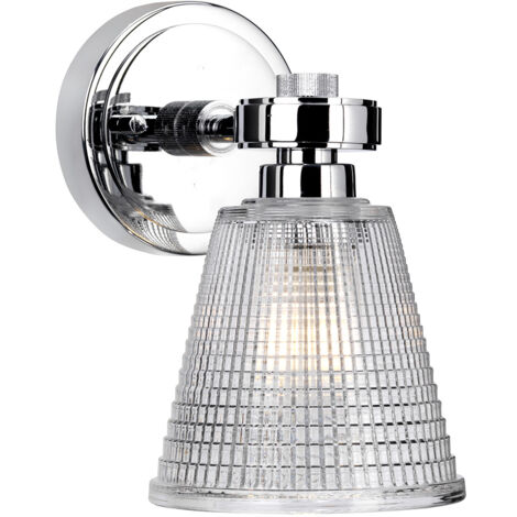 Elstead Gunnislake - Applique murale à 1 ampoule, abat-jour en verre chromé poli IP44, G9