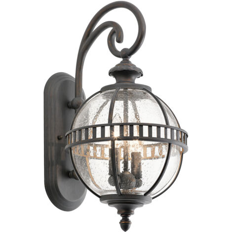 Elstead Halleron - Lanterna da Parete Globo da Esterno 2 Luci Grigio Chiaro IP44, E14