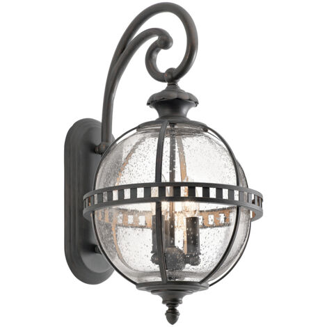 Elstead Halleron - Lanterne murale d'extérieur à 3 ampoules gris clair IP44, E14