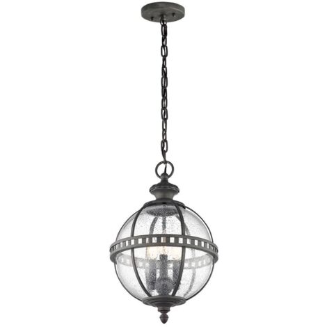 Elstead Halleron - Luminaire suspendu extérieur à 3 ampoules Globe, gris clair IP44, E14