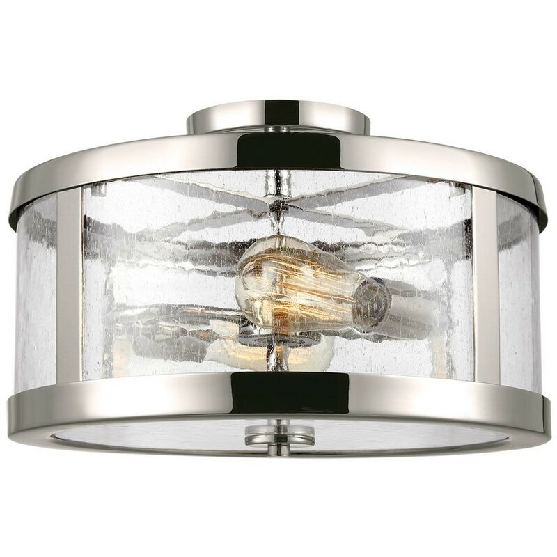 Elstead Harrow - Cylindrical 2 Light Semi Flush Lamp, Polished Nickel