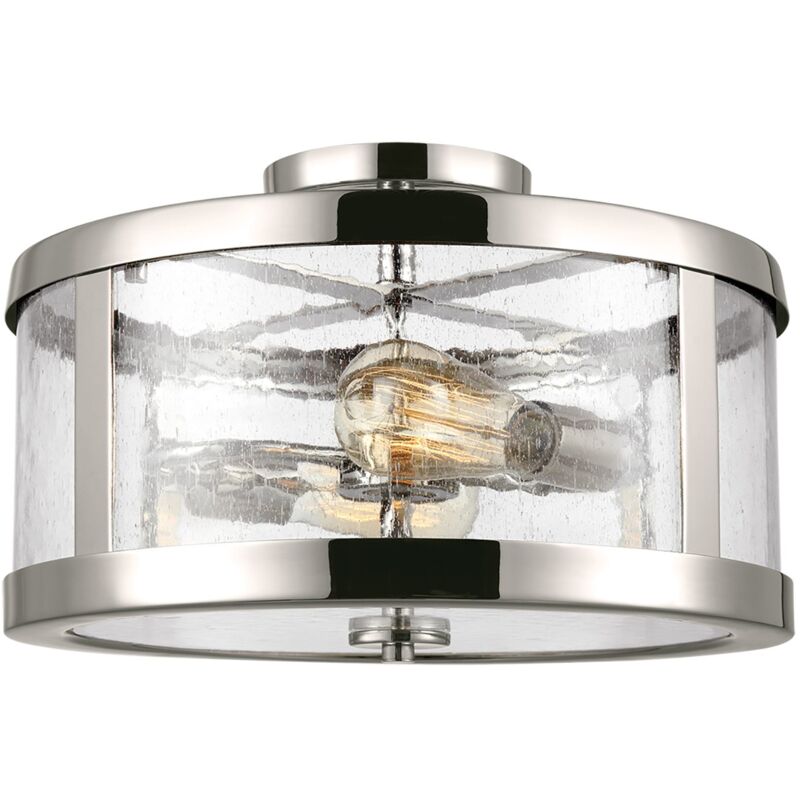 Lampadario Contemporaneo Harrow Acciaio Nichel Lucido Vetro 2 Luci E27
