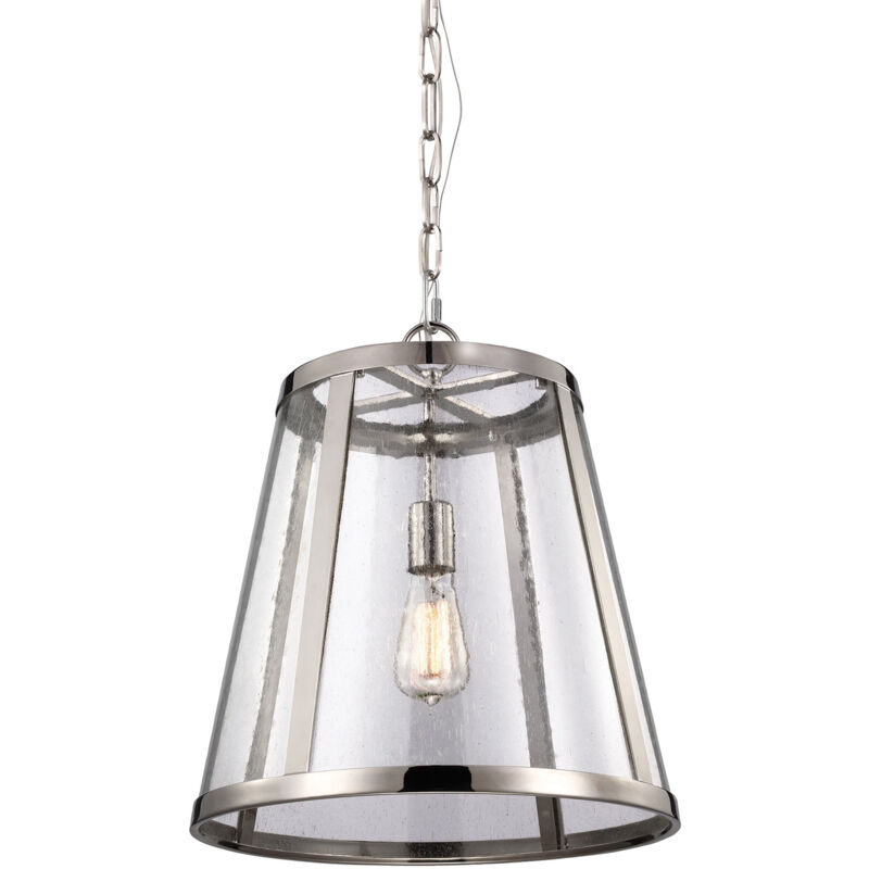 Elstead - Sospensione Contemporanea Harrow Alluminio Nichel Lucido Vetro E27 D40,6Cm