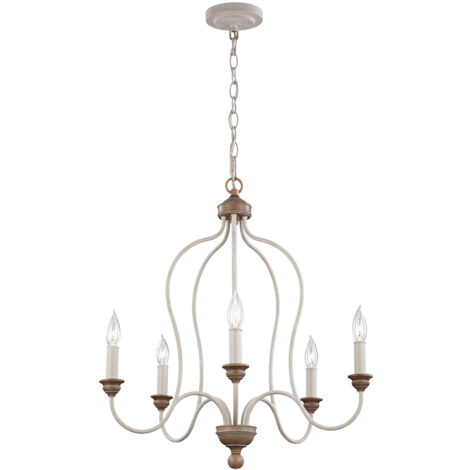 Elstead Hartsville - Lustre à 5 ampoules au fini bois de plage, E14