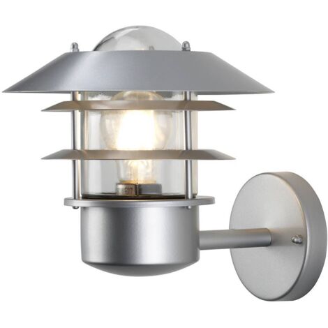 Elstead Helsingor - Lanterne murale extérieure à 1 ampoule argentée, 304 SS IP44, E27