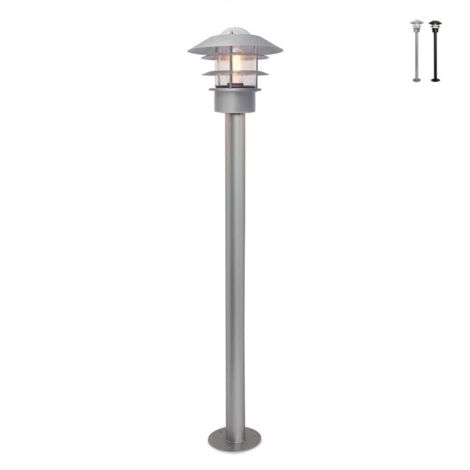 Elstead Helsingor Outdoor 1 Leichte Pollerlaterne, Silber, IP44, E27