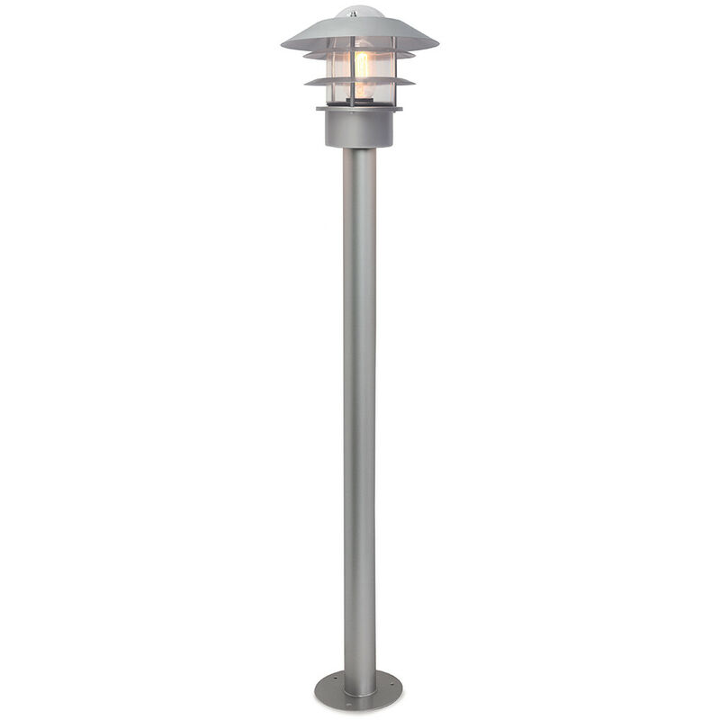 Elstead Lighting - Elstead Helsingor Outdoor 1 Light Bollard Lantern, Silver, IP44, E27