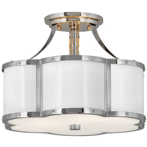 Elstead Hinkley Chance Plafonnier Cylindrique Nickel Poli avec Blanc Poli