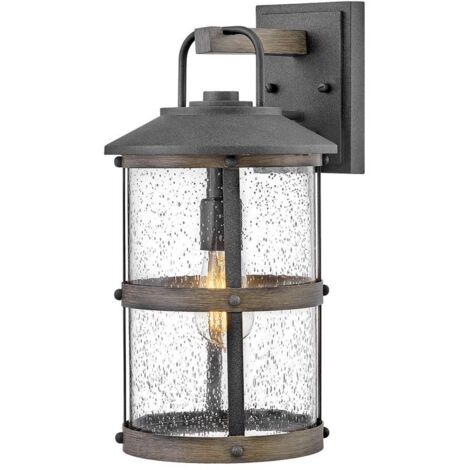Elstead Hinkley Lakehouse Lanterna da parete per esterni in zinco invecchiato con Driftwood grigio, IP44