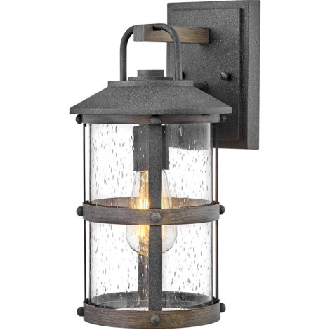 Elstead Hinkley Lakehouse Lanterna da parete per esterni in zinco invecchiato con Driftwood grigio, IP44
