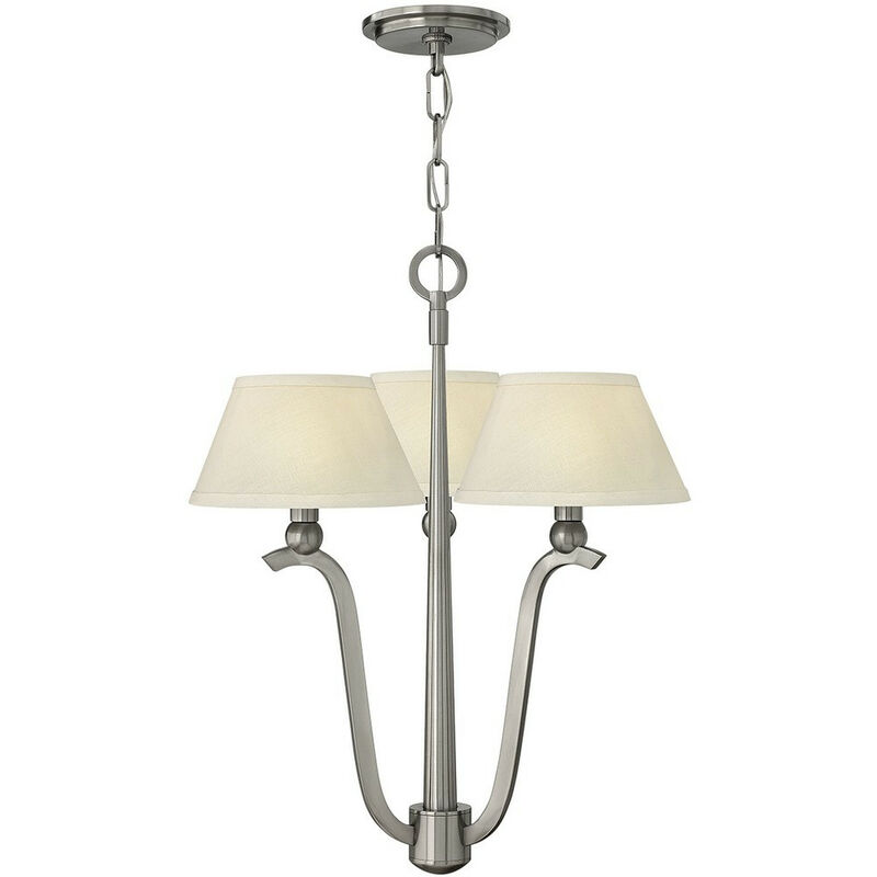 Elstead Hinkley Whitney (HK) 3 Arm Pendant Light with Shade 3x E14 Brushed Nickel