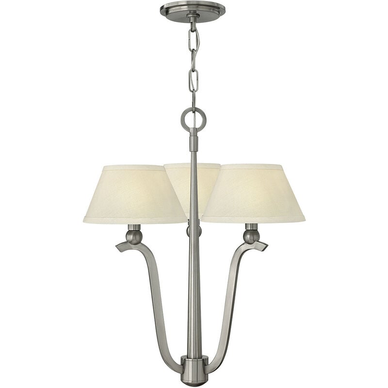 Hinkley Whitney (hk) 3 Arm Pendant Light with Shade 3x E14 Brushed Nickel - Elstead