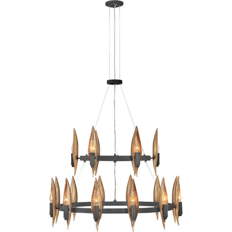 Elstead Hinkley Willow Plafoniera a sospensione cilindrica Carbon Black con Deluxe Gold