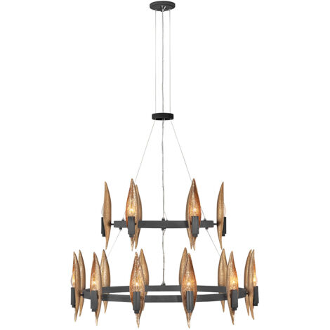 Elstead Hinkley Willow Plafonnier suspendu cylindrique noir de carbone avec or de luxe