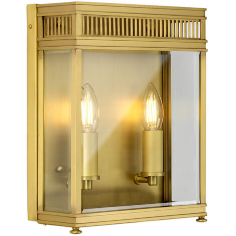 Elstead Holborn Lanterna da esterno a parete in ottone spazzolato, IP44