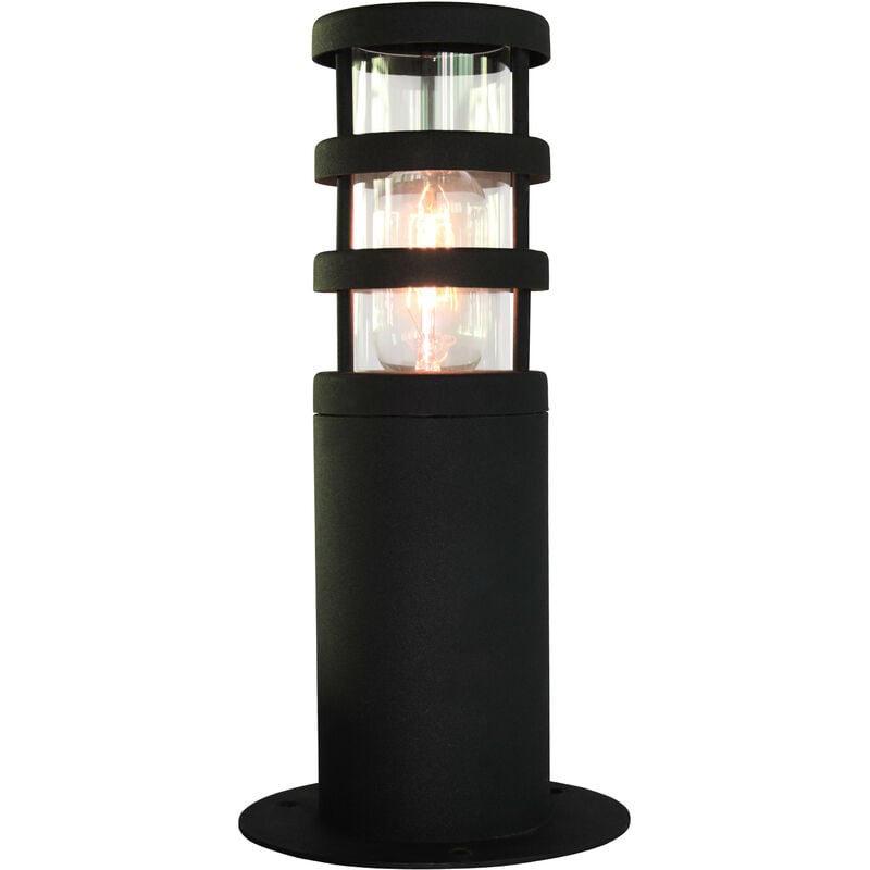 Image of Hornbaek - Lanterna a piantana da esterno a 1 luce nera, acciaio inox 304 IP44, E27 - Elstead