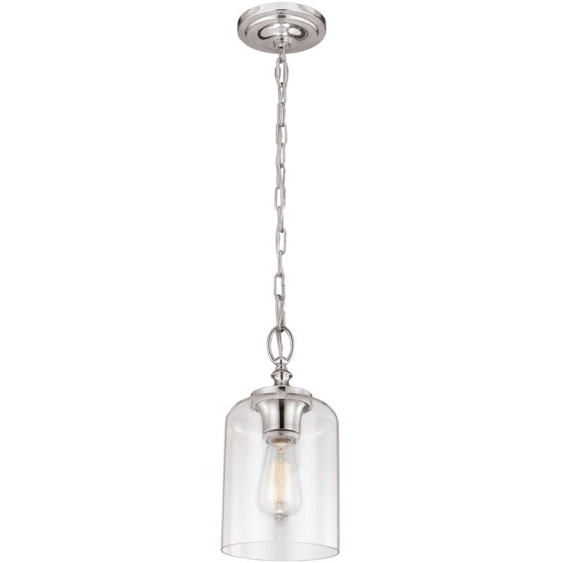 Sospensione Contemporanea Hounslow Acciaio Nichel Lucido Vetro 1 Luce E27