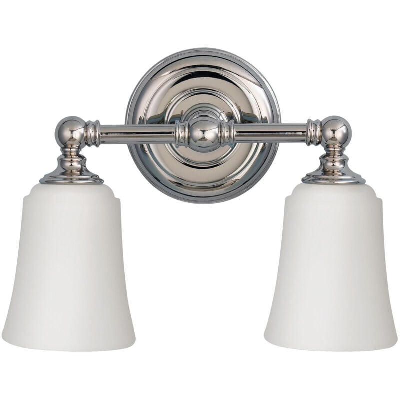 Huguenot Lake - 2 luci per bagno sopra specchio cromato lucido IP44, G9 - Elstead