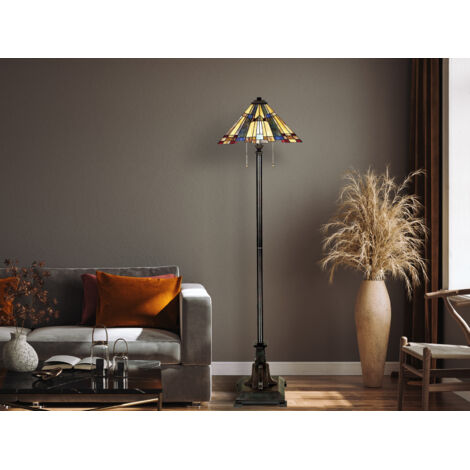 Elstead Inglenook - 2 Licht Stehlampe Bronze, Tiffany Glas, E27