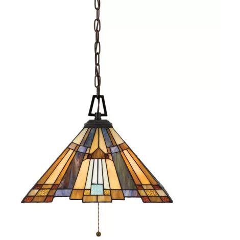 Elstead Inglenook - Lampada a sospensione a 3 luci in bronzo, Tiffany, E27
