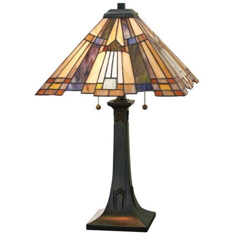 Elstead Inglenook - Lampe de table Tiffany à 2 lumières, bronze, E27