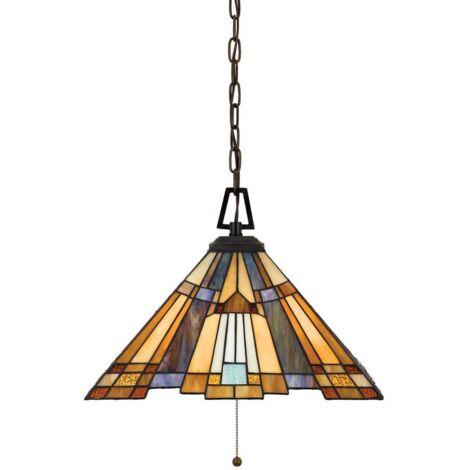 Elstead Inglenook - Suspension à 3 ampoules au fini bronze, Tiffany, E27
