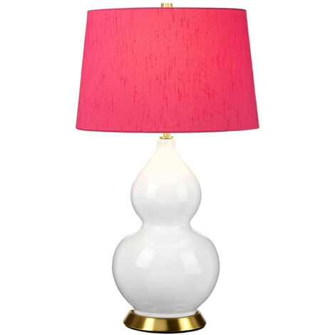 Elstead ISLA Lampada da tavolo Isla con paralume rotondo affusolato, ottone invecchiato, bianco, rosa