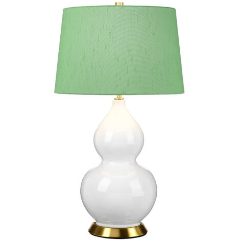 Elstead ISLA Lampada da tavolo Isla con paralume rotondo affusolato, ottone invecchiato, bianco, verde