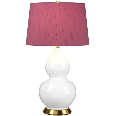 Elstead ISLA Lampe de table Isla avec abat-jour rond conique, laiton vieilli, blanc, violet