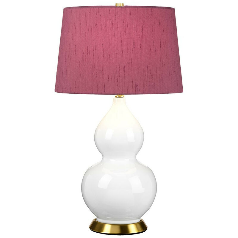 Isla Table Lamp with Round Tapered Shade, Aged Brass, White, Purple - Elstead