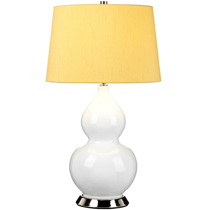 Isla Table Lamp with Round Tapered Shade, Polished Nickel, White, Yellow - Elstead