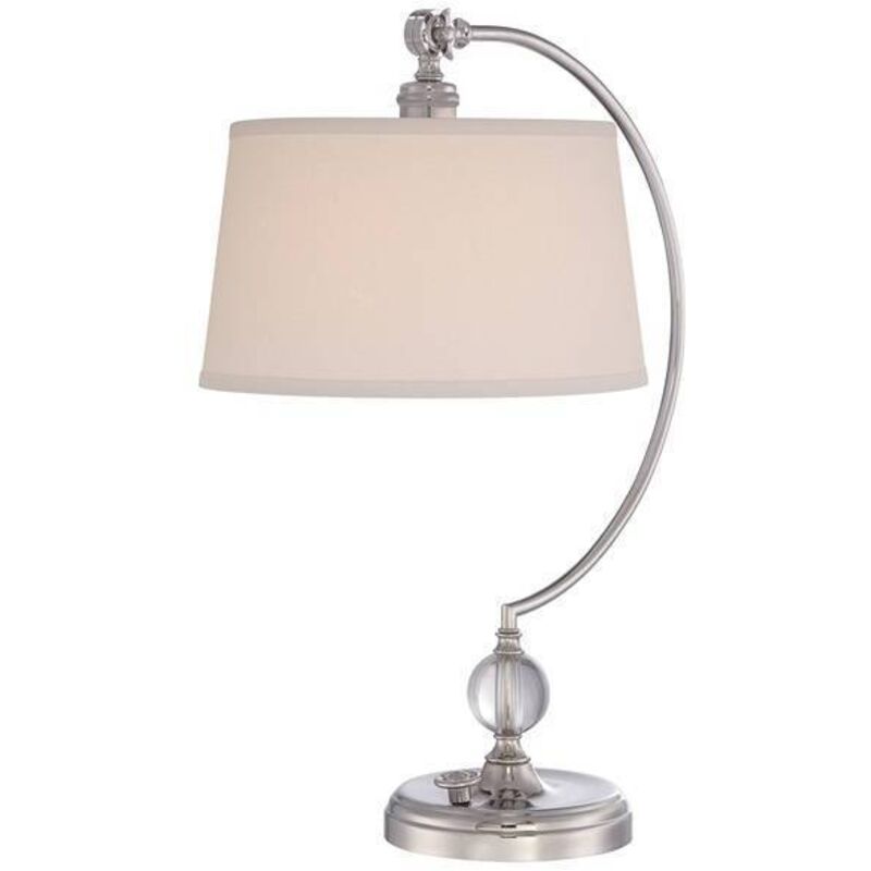 

Lámpara Jenkins, níquel pulido, con pantalla color crema.