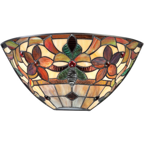 Elstead Kami - 2 lampadari Tiffany chiari vintage bronzo, E14