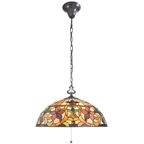 Elstead Kami - 3 leichte Tiffany Deckenanhänger Vintage Bronze, E27