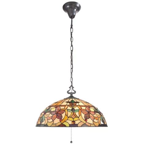 Elstead Kami - Lampada da soffitto Tiffany a 3 luci vintage bronzo, attacco E27