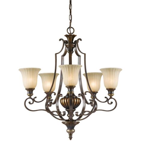 Elstead Kelham Hall - Lustre à 5 bras multiples bronze, finition dorée, E27
