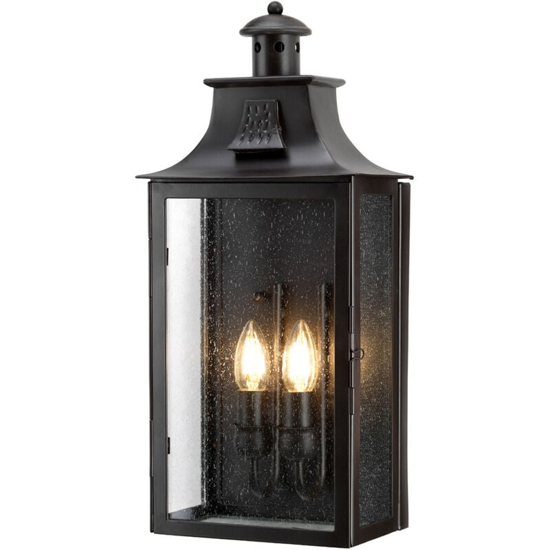 Kendal - Lanterna da parete per esterno 2 luci Light Bronzo Antico IP44, E14 - Elstead