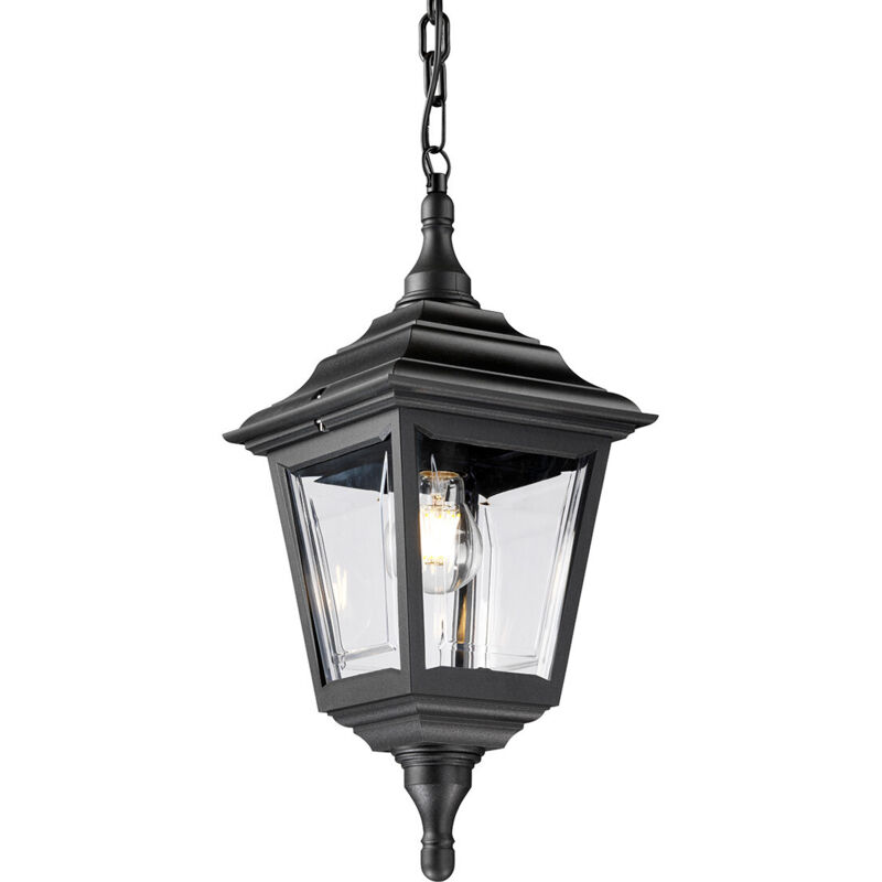 Kerry - Lanterna a Catena da Soffitto da Esterno 1 Luce Nera IP44, E27 - Elstead