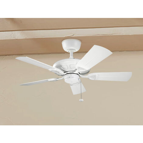 Elstead Kevlar 107 cm Deckenventilator mit Zugkette und 5 Flügeln, Mattweiß  Finish: Mattweiß  Material: Aluminium  Höhe: 35 cm  Durchmesser: 107 cm  Lampentyp:  Gewicht: 8,5 kg  Wattzahl (max.): Lüft