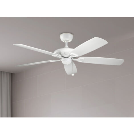 Elstead Kevlar 152 cm Deckenventilator mit Zugkette und 5 Flügeln, Mattweiß  Finish: Mattweiß  Material: Aluminium  Höhe: 35 cm  Durchmesser: 152 cm  Lampentyp:  Gewicht: 12,6 kg  Wattzahl (max.): Lüf